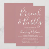 Brunch & Bubble Blush Bridal Shower Invitation Kaart (Voorkant / Achterkant)