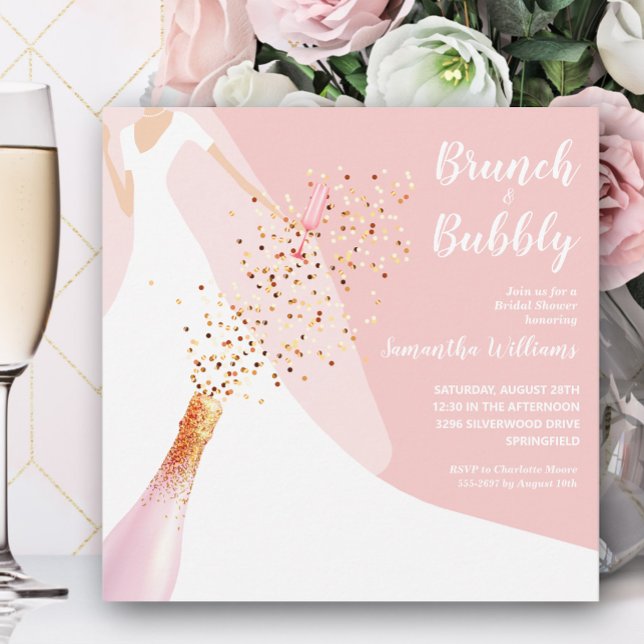 Brunch Bubble Blush Roos Bridal Shower Invitation (Creator heeft geüpload)
