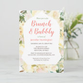 Brunch & Bubble Boho Bridal Shower Invitation Kaart (Staand voorkant)