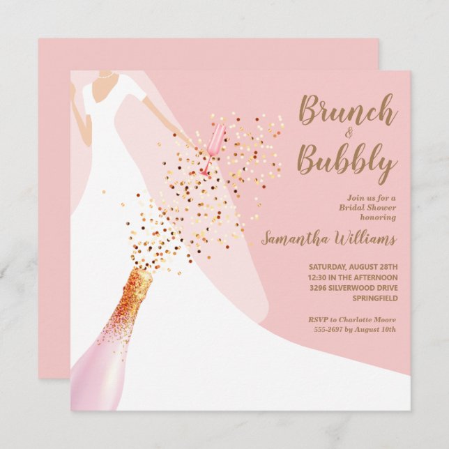 Brunch Bubble Bridal Shower Invitation (Voorkant / Achterkant)