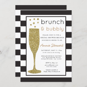 Brunch & Bubble Bridal Shower Invitation Glitter Kaart