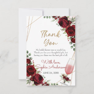 Brunch Bubble Burgundy Wine Roos Vrijgezellenfeest Bedankkaart