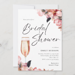 Brunch & Bubble Floral Bridal Shower Kaart