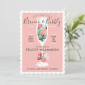 Brunch & Bubble Floral Bridal Shower Kaart (Staand voorkant)