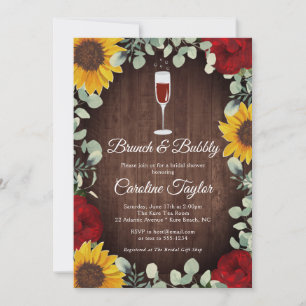 Brunch Bubble Sunflower Rozen Wine Vrijgezellenfee Kaart