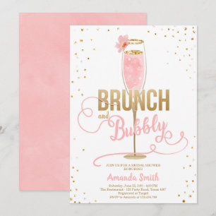 Brunch & Bubble Vrijgezellenfeest Blush Gold Champ Kaart