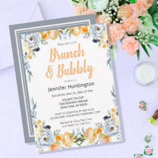 Brunch & Bubble Vrijgezellenfeest Floral Boho Kaart