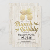 Brunch & Bubble Vrijgezellenfeest Gold Pineapples Kaart (Voorkant / Achterkant)