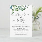 Brunch & Bubble Vrijgezellenfeest Greenery Kaart (Staand voorkant)