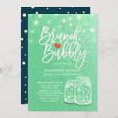 Brunch & Bubble Vrijgezellenfeest Mason Jar Green Kaart (Voorkant / Achterkant)