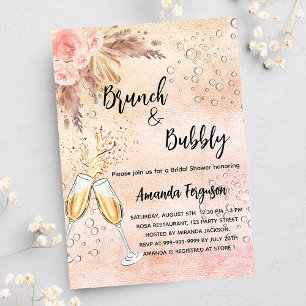 Brunch Bubble Vrijgezellenfeest roos pampas luxe Kaart