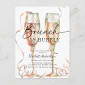 Brunch & Bubble Vrijgezellenfeest Uitnodiging Briefkaart (Voorkant)