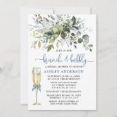 Brunch Bubble Waterverf Greenery Dusty Blue Glass Kaart (Voorkant)