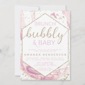Brunch Bubbly & Baby Marble Baby shower Invitation (Devant)