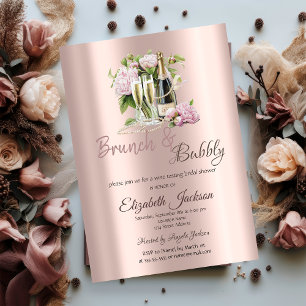 Brunch & Bubbly Bloemen Parels Bruidsuitnodiging Kaart
