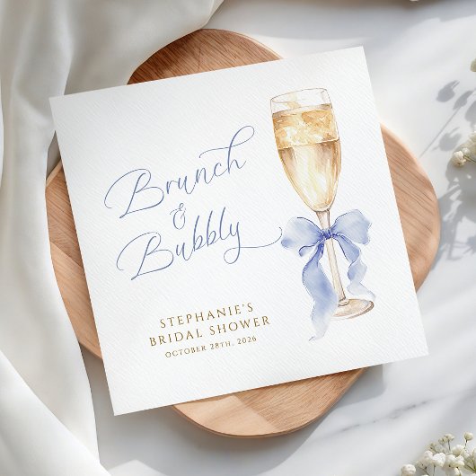 Brunch & Bubbly Blue Bow Bridal Shower Servet