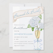 Brunch & Bubbly Blue Hydrangea Vrijgezellenfeest Kaart (Voorkant)