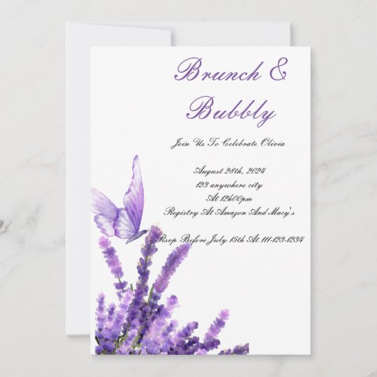BRUNCH & BUBBLY BRIDAL DOUCHE INVITATION (Devant)