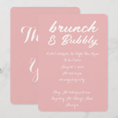 BRUNCH & BUBBLY BRIDAL DOUCHE INVITATION ROSE (Devant / Derrière)