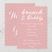 BRUNCH & BUBBLY BRIDAL DOUCHE INVITATION ROSE (Devant / Derrière)