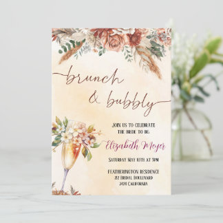 🍾 Brunch & Bubbly Bridal Shower Invitation 🌸 Kaart