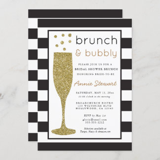 Brunch & Bubbly Bruids Douche Uitnodiging Glitter