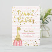 Brunch & Bubbly Bruids douche uitnodiging Pink Gol (Staand voorkant)