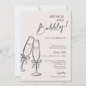 Brunch & Bubbly Champagne Black Bow Vrijgezellenfe Kaart (Voorkant)