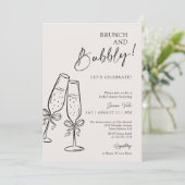 Brunch & Bubbly Champagne Black Bow Vrijgezellenfe Kaart (Staand voorkant)