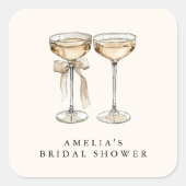 Brunch & Bubbly Champagne Bruidsfeest Vierkante Sticker (Voorkant)