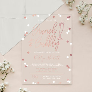 Brunch & Bubbly Confetti Bruidsfeest Acryl Uitnodigingen