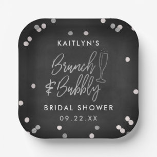 Brunch & Bubbly Confetti Bruidsfeest Papieren Bordje