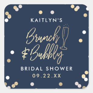 Brunch & Bubbly Confetti Bruidsfeest Vierkante Sticker