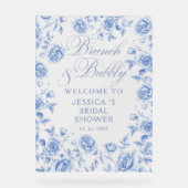 Brunch Bubbly Fête des mariées bleue chic Bienvenu (Recto)