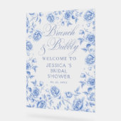 Brunch Bubbly Fête des mariées bleue chic Bienvenu (Angle)