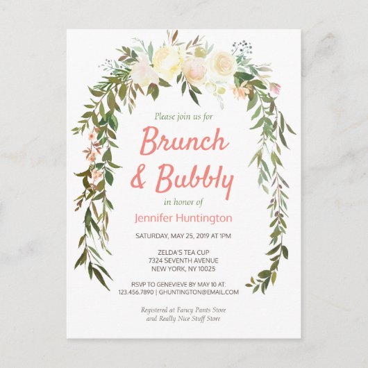 Brunch & Bubbly Fête des mariées Boho Invitation (Devant)