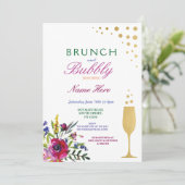 Brunch & Bubbly Fête des mariées Invitation floral (Debout devant)
