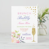 Brunch & Bubbly Fête des mariées Invitation Floral (Debout devant)
