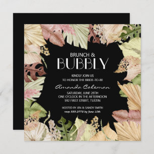 Brunch Bubbly Feuille Tropical Invitation Fête des
