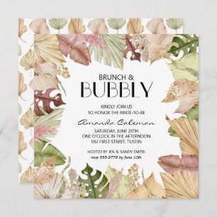 Brunch Bubbly Feuille Tropical Invitation Fête des