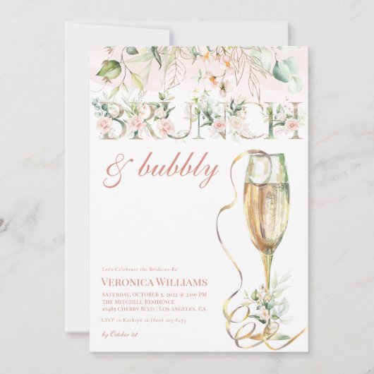 Brunch & Bubbly Invitation de douche nuptiale (Devant)