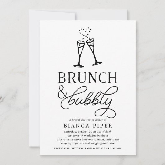 Brunch & Bubbly | Invitation de douche nuptiale (Devant)