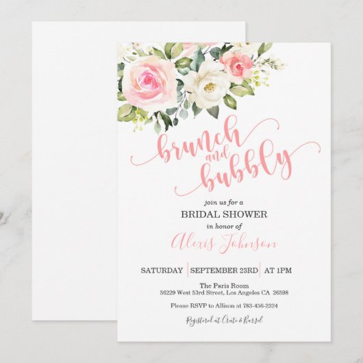 Brunch & Bubbly Invitation de douche nuptiale (Devant / Derrière)