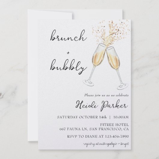 Brunch & Bubbly Invitation de douche nuptiale (Devant)