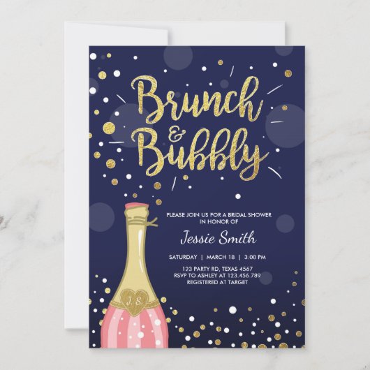 Brunch & Bubbly invitation de douche nuptiale Mari (Devant)