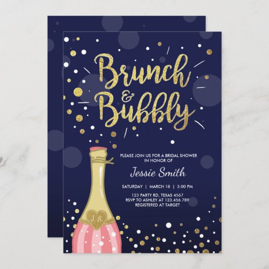 Brunch & Bubbly invitation de douche nuptiale Mari (Devant / Derrière)