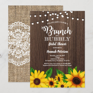 Brunch & Bubbly invitation tournesol rustique