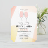 Brunch & Bubbly Peach Champagne Vrijgezellenfeest Kaart (Staand voorkant)