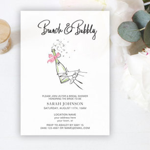 Brunch & Bubbly Pink Bow Champagne Vrijgezellenfee Kaart