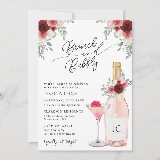 Brunch & Bubbly Prosecco Invitation de douche nupt (Devant)